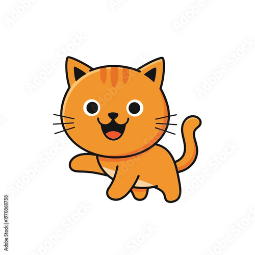 Smiling Orange Cartoon Cat Face.