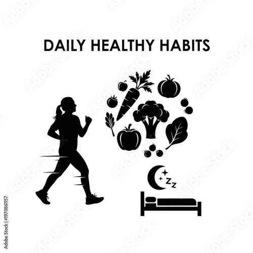 Woman jogging for daily healthy habits.