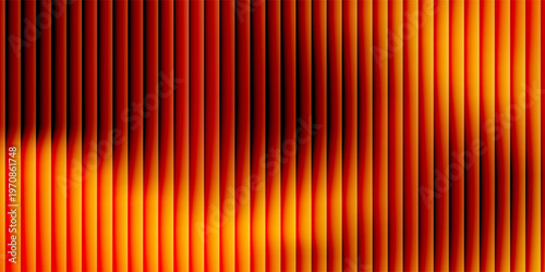 Red orange yellow ribbed glass. Vector ribbed glass texture background. Mesh gradient. acrylic ribbed bath surface. Reeded glass background semitransparent overlay. Bath wall window