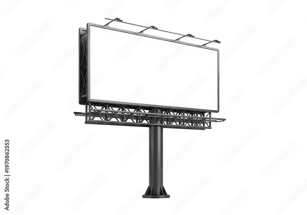Obraz premium Large rectangular billboard structure with a blank white display area for outdoor advertising use
