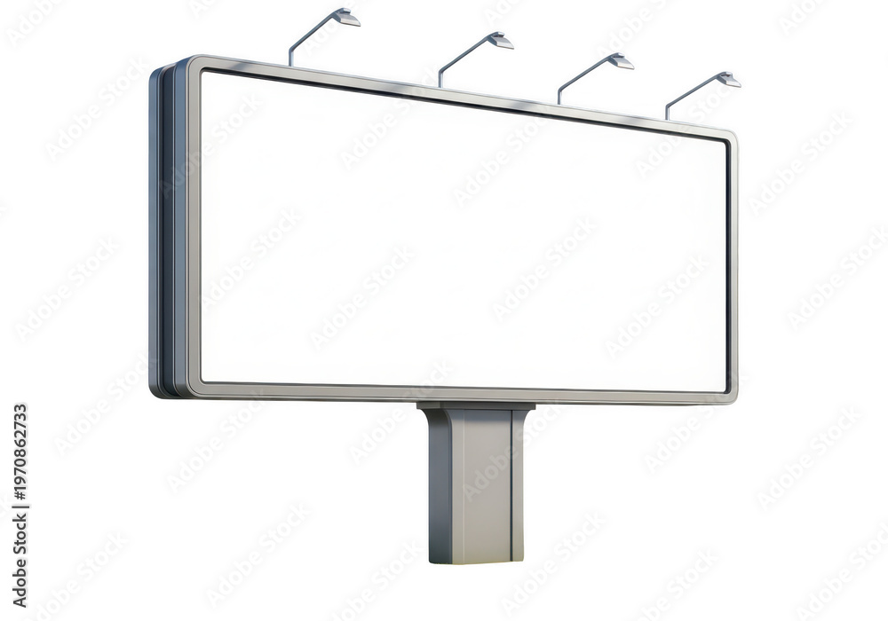 Obraz premium Large rectangular billboard structure with four overhead spotlights for professional advertising