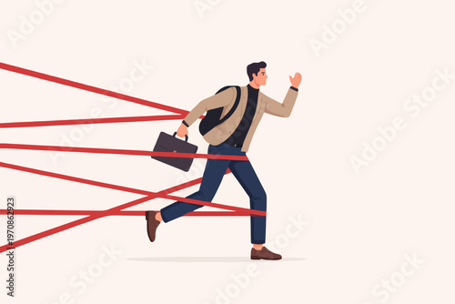 Man Running Through Red Lines