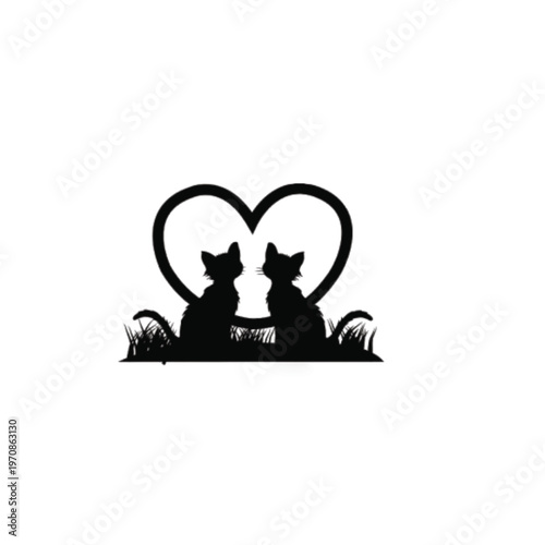 silhouette of a cats with a heart