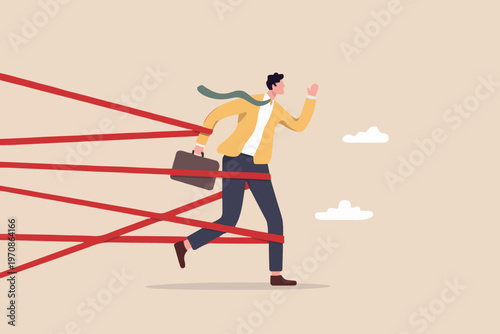 Man Running Through Red Lines