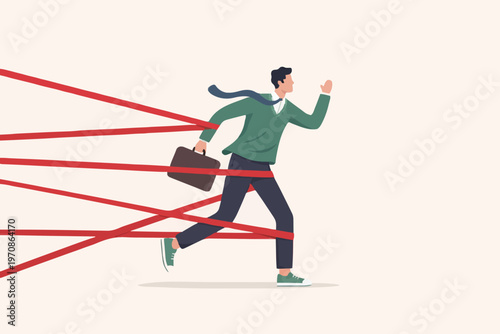 Man Running Through Red Lines