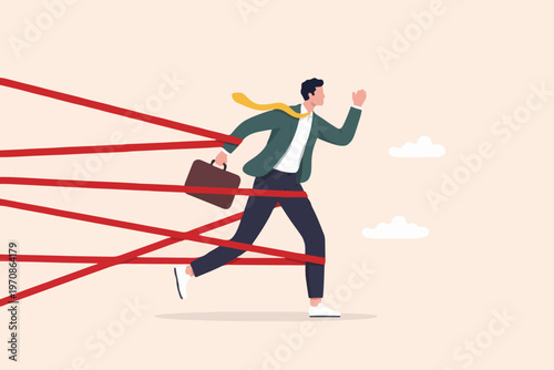 Man Running Through Red Lines