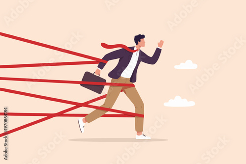 Man Running Through Red Lines