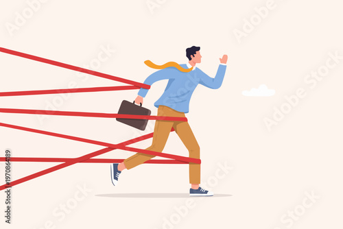 Man Running Through Red Lines