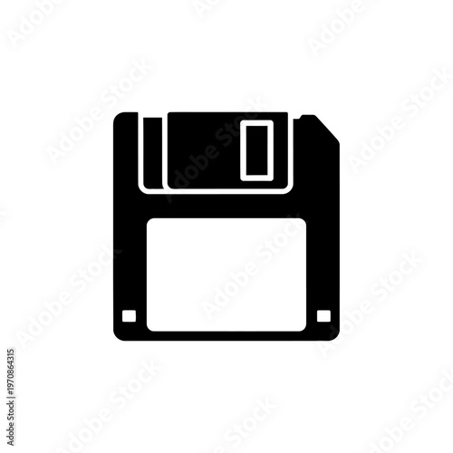 Black and white floppy disk icon.
