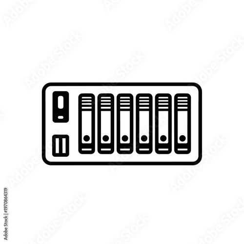 Black and white office binder icons.