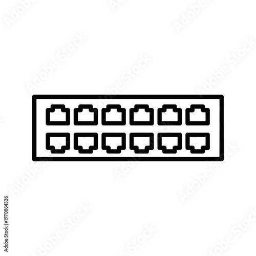 Black and white network switch icon.