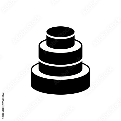 Black and white tiered cake layers.