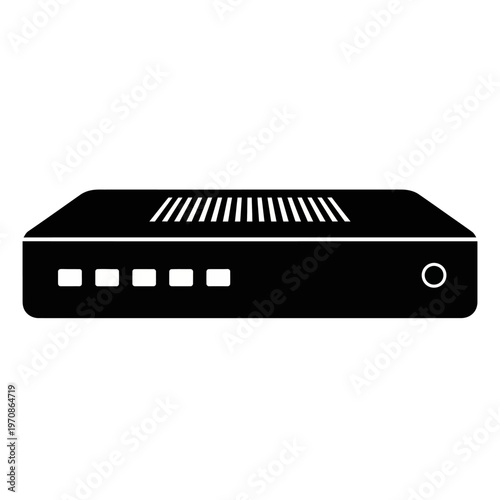 Black electronic device with vents.