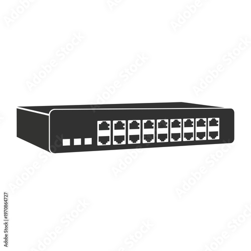 Black Ethernet Network Switch Device.