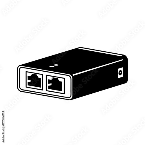 Black Ethernet Network Switch Device.