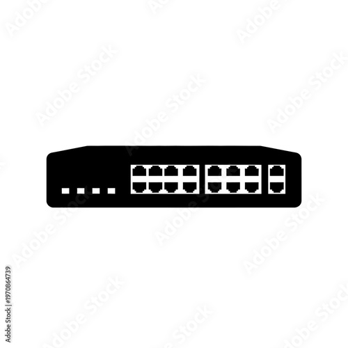 Black ethernet network switch device.
