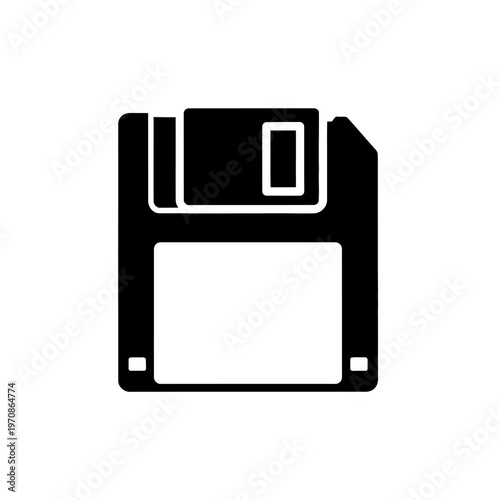 Black Floppy Disk Storage Device Icon.