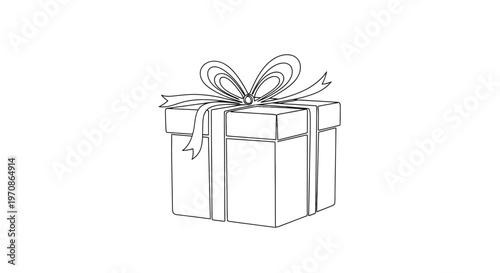 Simple Line Drawing of a Gift Box with Ribbon and Bow