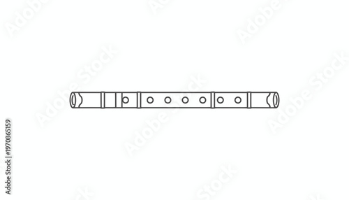 Simple Line Drawing of a Tin Whistle or Irish Flute