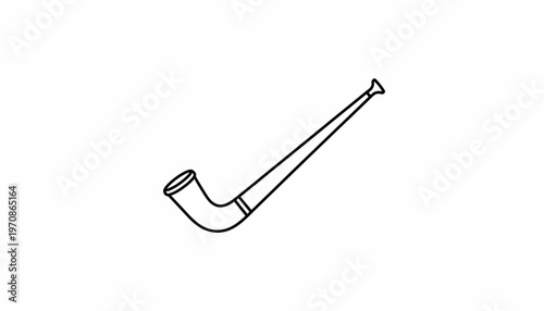 Simple Line Drawing of a Traditional Alphorn, Swiss Musical Instrument