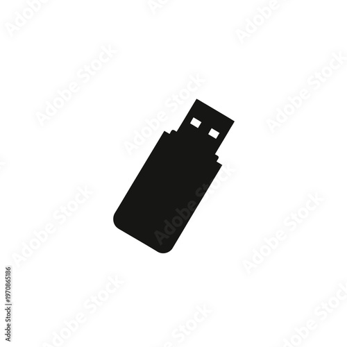Black USB flash drive device.