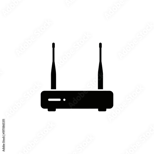 Black Wireless Router with Antennas.