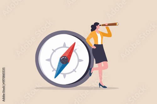 Woman with Compass and Binoculars