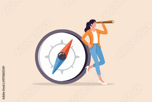 Woman with Compass and Binoculars