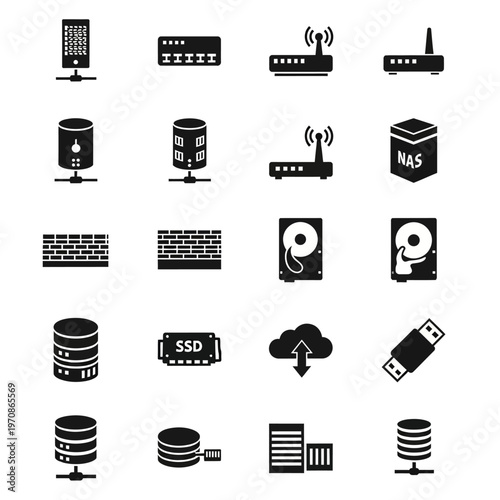 Collection of computer data storage devices.