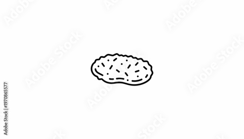 Simple Line Art Icon of a Chicken Nugget on White Background