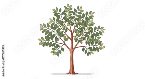 A stylized pixel art illustration of a lush green tree isolated on a white background