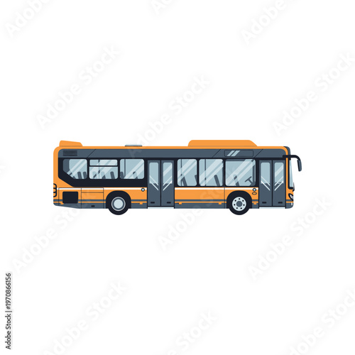 Yellow and black city transit bus.