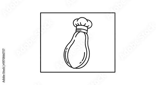 Chef Hat on Papaya Fruit - Whimsical Food Illustration