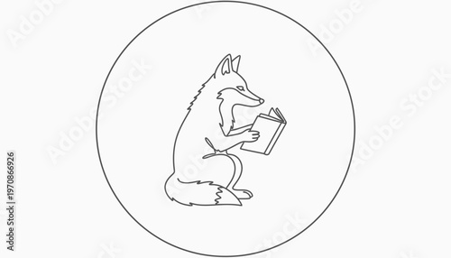 Clever Fox Reading a Book in a Circle