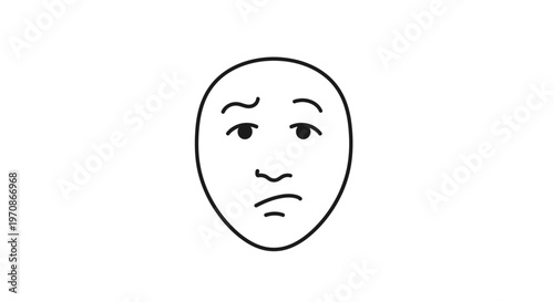 Confused Face Drawing, Question Mark Eyebrows, Uncertain Expression, Simple Line Art