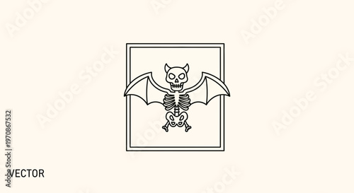 Halloween Bat Skeleton Icon Vector Art