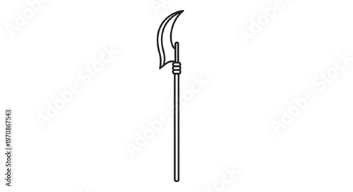Halberd Weapon Icon, Medieval Polearm, Historical Battle Axe, Vector Illustration