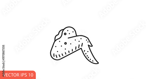 Hand Drawn Chicken Wing Icon, Simple Line Art Food Illustration