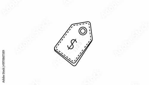 Hand Drawn Price Tag with Dollar Sign, Sale Concept