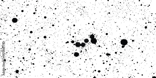 Abstract composition featuring a chaotic scattering of black ink dots on a clean white background isolated on white background, Vector, illustration