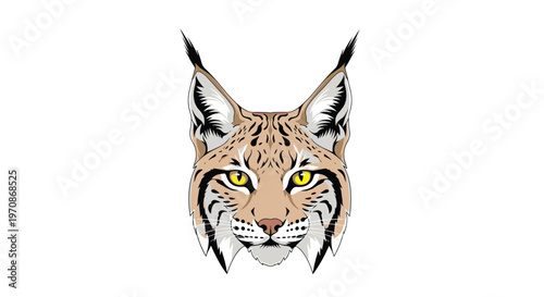 A digital illustration of a lynx head with light beige-tan fur and black markings is shown on a pure white background.