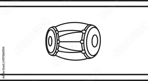 Dholak Drum Icon, Indian Percussion Instrument, Traditional Music Symbol, Vector Illustration