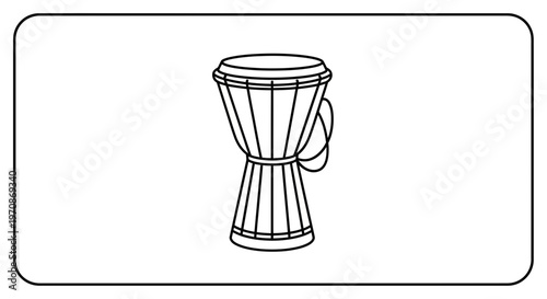 Djembe Drum Outline Icon - African Percussion Instrument Vector Art