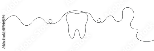 Continuous single line art of teeth and love shape, perfect for minimalist vector illustrations. Teeth and love shape illustration in single line art style, ideal for modern graphic designs.