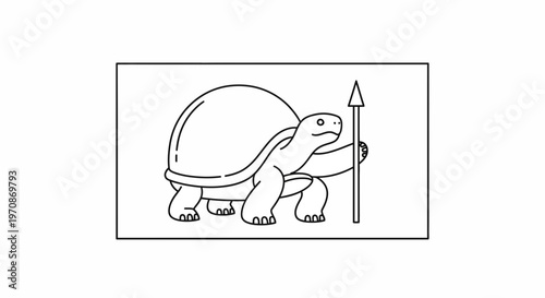 Cartoon Tortoise Warrior Holding Spear, Ancient Warrior Animal Character