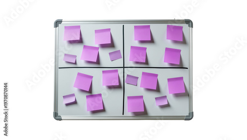 Φωτογραφία Silver framed corkboard displays multiple scattered pink sticky notes, organized