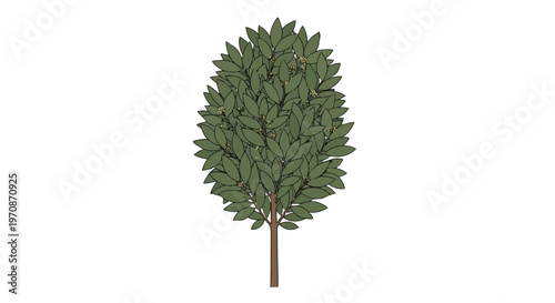 Stylized Green Tree Vector Illustration on White Background