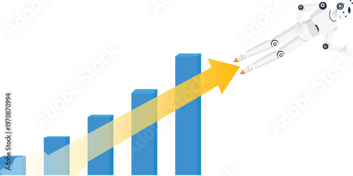 White robot generating dollar symbols artificial intelligence financial technology automated income digital economy future business wealth generation technological advancement