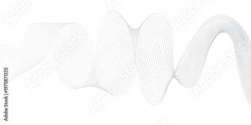 Abstract graphic design featuring flowing parallel lines creating a dynamic wave effect pattern isolated on white background, Vector, illustration