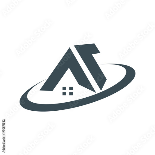 House architecture technology orbit logo design